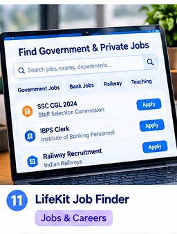Laptop with job search notes