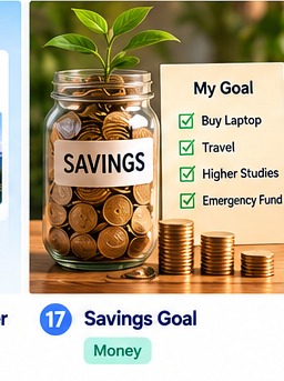 Savings jar and notebook